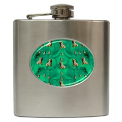 Happy Small Dogs In Calm In The Big Blooming Forest Hip Flask (6 Oz) by pepitasart