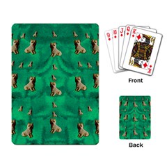 Happy Small Dogs In Calm In The Big Blooming Forest Playing Cards Single Design (rectangle) by pepitasart