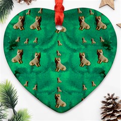 Happy Small Dogs In Calm In The Big Blooming Forest Heart Ornament (two Sides)