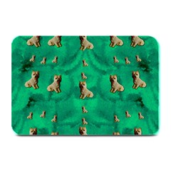 Happy Small Dogs In Calm In The Big Blooming Forest Plate Mats by pepitasart