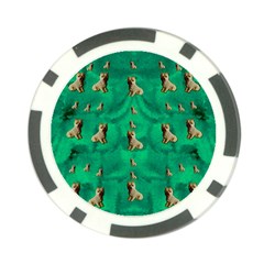 Happy Small Dogs In Calm In The Big Blooming Forest Poker Chip Card Guard by pepitasart