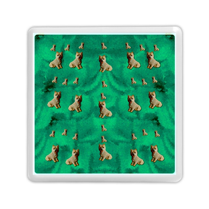 Happy Small Dogs In Calm In The Big Blooming Forest Memory Card Reader (Square)