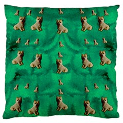 Happy Small Dogs In Calm In The Big Blooming Forest Large Cushion Case (one Side) by pepitasart