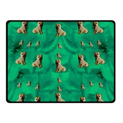 Happy Small Dogs In Calm In The Big Blooming Forest Double Sided Fleece Blanket (small)  by pepitasart