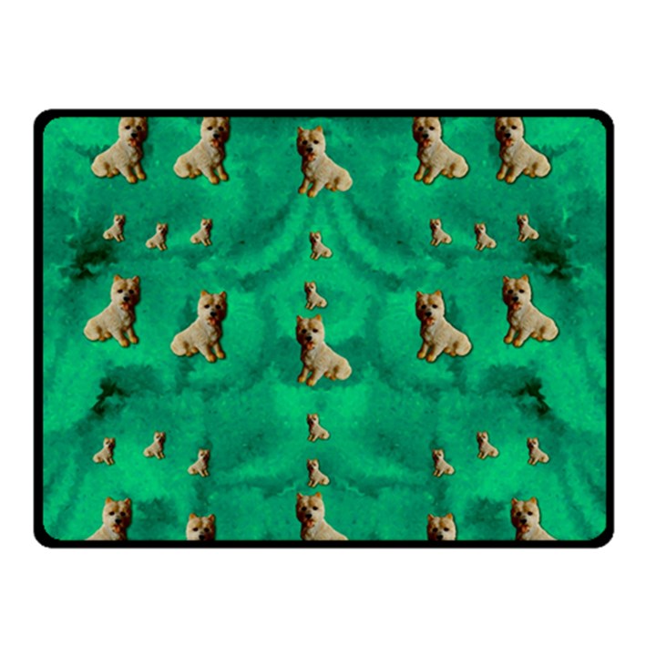 Happy Small Dogs In Calm In The Big Blooming Forest Double Sided Fleece Blanket (Small) 