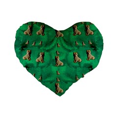 Happy Small Dogs In Calm In The Big Blooming Forest Standard 16  Premium Flano Heart Shape Cushions by pepitasart