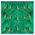 Happy Small Dogs In Calm In The Big Blooming Forest Square Satin Scarf (36  x 36 ) Front