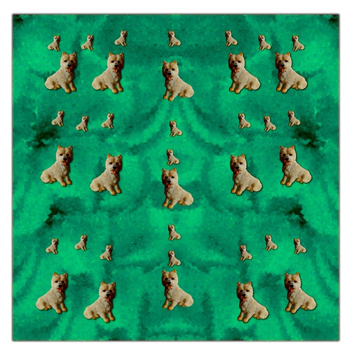 Happy Small Dogs In Calm In The Big Blooming Forest Square Satin Scarf (36  x 36 )