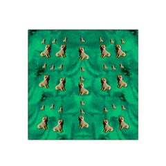 Happy Small Dogs In Calm In The Big Blooming Forest Satin Bandana Scarf 22  X 22  by pepitasart