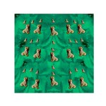 Happy Small Dogs In Calm In The Big Blooming Forest Square Satin Scarf (30  x 30 ) Front