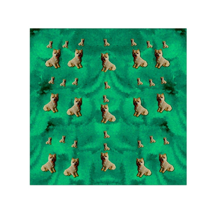 Happy Small Dogs In Calm In The Big Blooming Forest Square Satin Scarf (30  x 30 )