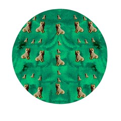 Happy Small Dogs In Calm In The Big Blooming Forest Mini Round Pill Box by pepitasart