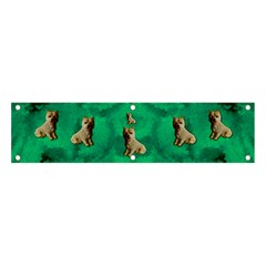 Happy Small Dogs In Calm In The Big Blooming Forest Banner And Sign 4  X 1  by pepitasart