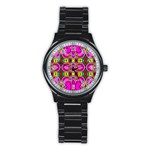 Abstract-karakkter Stainless Steel Round Watch Front