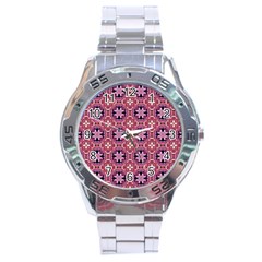 Abstract-background-motif Stainless Steel Analogue Watch by nateshop