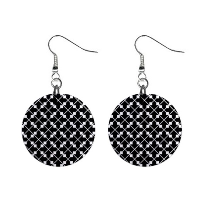 Abstract-black Mini Button Earrings