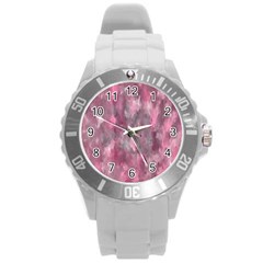 Abstract-pink Round Plastic Sport Watch (l) by nateshop