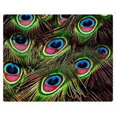 Peacock-feathers-color-plumage Double Sided Flano Blanket (medium)  by Celenk