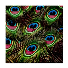 Peacock-feathers-color-plumage Tile Coaster by Celenk