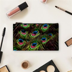 Peacock-feathers-color-plumage Cosmetic Bag (small) by Celenk