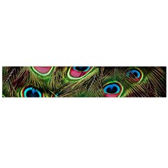 Peacock-feathers-color-plumage Large Flano Scarf  by Celenk