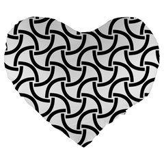 Background-black White Large 19  Premium Flano Heart Shape Cushions by nateshop