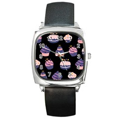 Birthday-cake Square Metal Watch by nateshop