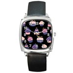 Birthday-cake Square Metal Watch Front