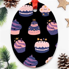 Birthday-cake Oval Ornament (two Sides) by nateshop