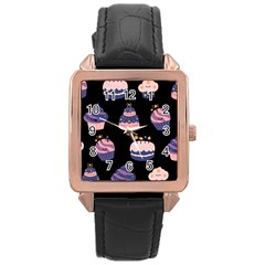 Birthday-cake Rose Gold Leather Watch  by nateshop