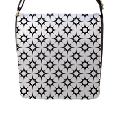 Black-white Flap Closure Messenger Bag (l) by nateshop