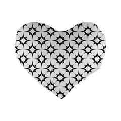 Black-white Standard 16  Premium Flano Heart Shape Cushions by nateshop