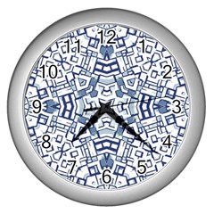 Blue-design Wall Clock (silver) by nateshop