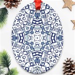 Blue-design Oval Ornament (Two Sides) Front