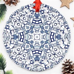 Blue-design Round Filigree Ornament (two Sides)