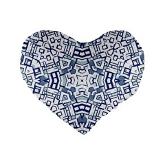 Blue-design Standard 16  Premium Flano Heart Shape Cushions by nateshop