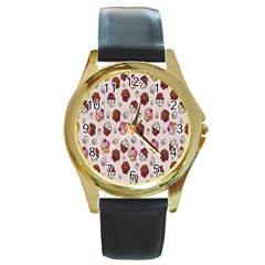 Cake-birthday Round Gold Metal Watch by nateshop