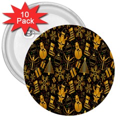 Christmas Gold 3  Buttons (10 Pack)  by nateshop