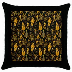 Christmas Gold Throw Pillow Case (black) by nateshop