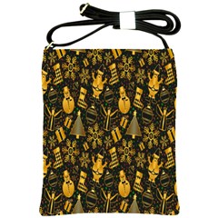 Christmas Gold Shoulder Sling Bag by nateshop