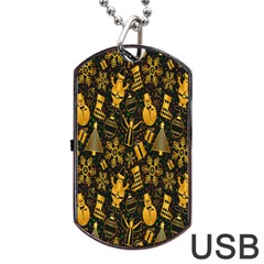 Christmas Gold Dog Tag Usb Flash (two Sides)