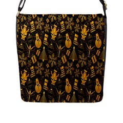 Christmas Gold Flap Closure Messenger Bag (l) by nateshop