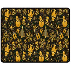 Christmas Gold Double Sided Fleece Blanket (medium)  by nateshop