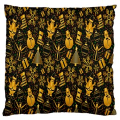 Christmas Gold Large Flano Cushion Case (two Sides) by nateshop