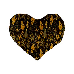 Christmas Gold Standard 16  Premium Flano Heart Shape Cushions by nateshop