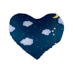 Clouds Standard 16  Premium Flano Heart Shape Cushions by nateshop