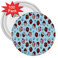 Cupcake 3  Buttons (100 pack) 