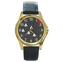 Difference Round Gold Metal Watch by nateshop