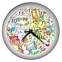 Doodle Wall Clock (Silver)