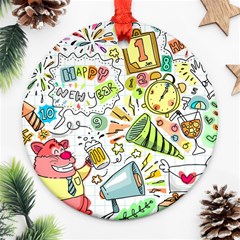 Doodle Round Ornament (two Sides) by nateshop